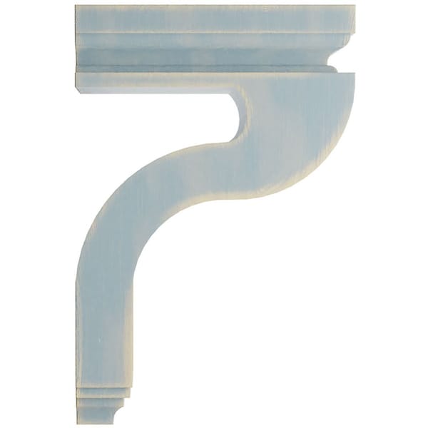 Ekena Millwork 4"W x 8 1/2"D x 13"H Hollow Back Wood Vintage Decor Corbel, Driftwood Blue - CORWD04X08X13HABU