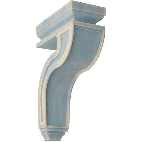 Ekena Millwork 4"W x 8 1/2"D x 13"H Hollow Back Wood Vintage Decor Corbel, Driftwood Blue - CORWD04X08X13HABU