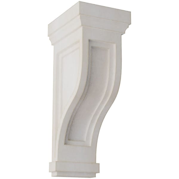 Ekena Millwork 6 1/2"W x 6 1/2"D x 14"H Traditional Recessed Wood Vintage Decor Corbel, Chalk Dust White - CORWD06X06X14TRWH
