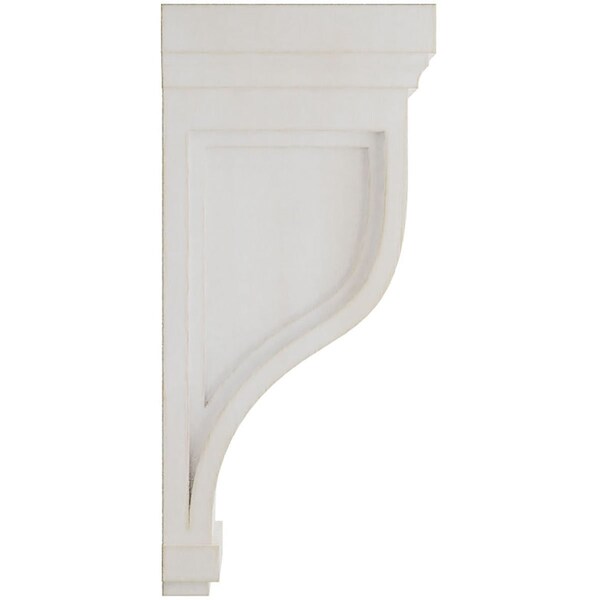 Ekena Millwork 6 1/2"W x 6 1/2"D x 14"H Traditional Recessed Wood Vintage Decor Corbel, Chalk Dust White - CORWD06X06X14TRWH