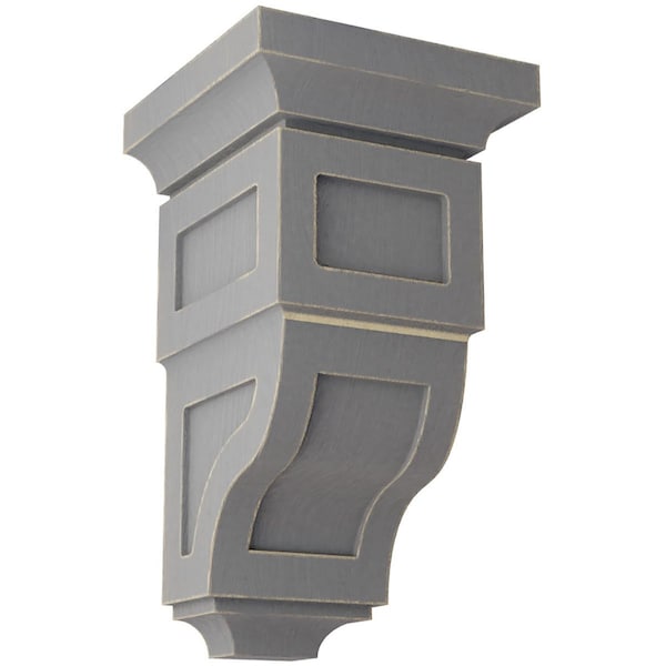 Ekena Millwork 5"W x 5 3/4"D x 10"H Medium Reyes Wood Vintage Decor Corbel, Pebble Grey - CORWD05X05X10RYPG