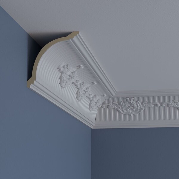 Ekena Millwork 4 5/8"H x 4 3/8"P x 6 3/8"F x 94 1/2"L, (7 7/8" Repeat), Nevio Crown Moulding - MLD04X04X06NE