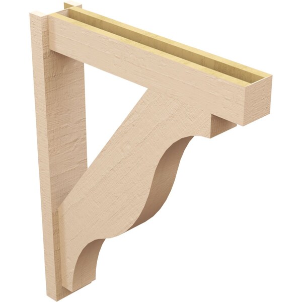 Ekena Millwork 6-in W x 30-in D x 38-in H Funston Block Rough Cedar Woodgrain TimberThane Outlooker, Primed Tan - OUTUR060X30X38FST44RCPR
