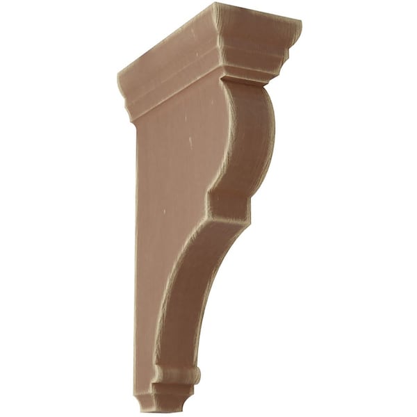Ekena Millwork 3"W x 6 1/2"D x 12"H Large Rojas Wood Vintage Decor Corbel, Weathered Brown - CORWD03X06X12RJBR