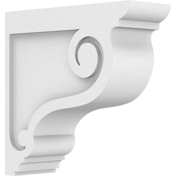 Ekena Millwork Standard Scroll Architectural Grade PVC Corbel, 3"W x 12"D x 12"H - CORP03X12X12SCR
