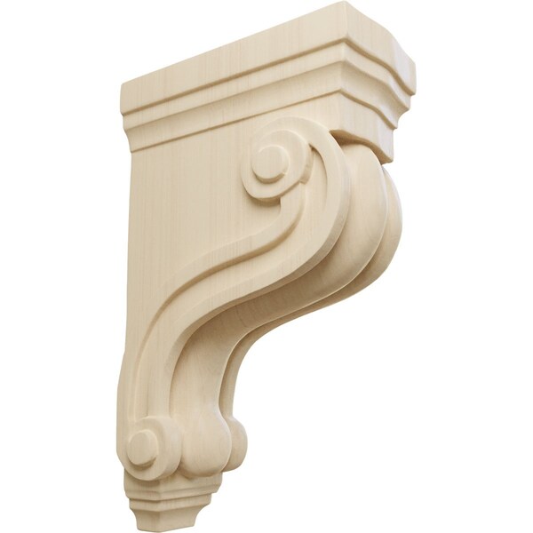 Ekena Millwork 3 3/8"W x 6 1/2"D x 10 1/2"H Boston Traditional Scroll Corbel, Rubberwood - COR03X06X10TSRW