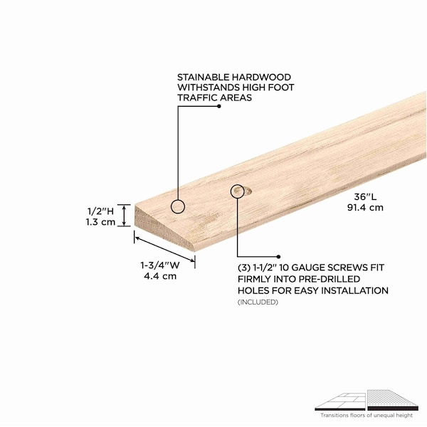 M-D Building Products Hardwood, Unfinished, 36 in L, 1.75 in W - 85530