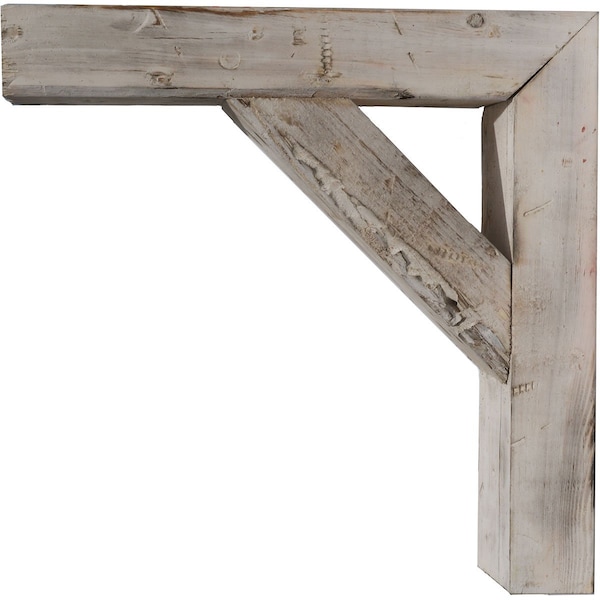 Ekena Millwork 3 1/2"W x 12"D x 12"H Vintage Farmhouse Bracket, Barnwood Decor Collection, Chalk Dust White - BKTB03X12X12TRWH