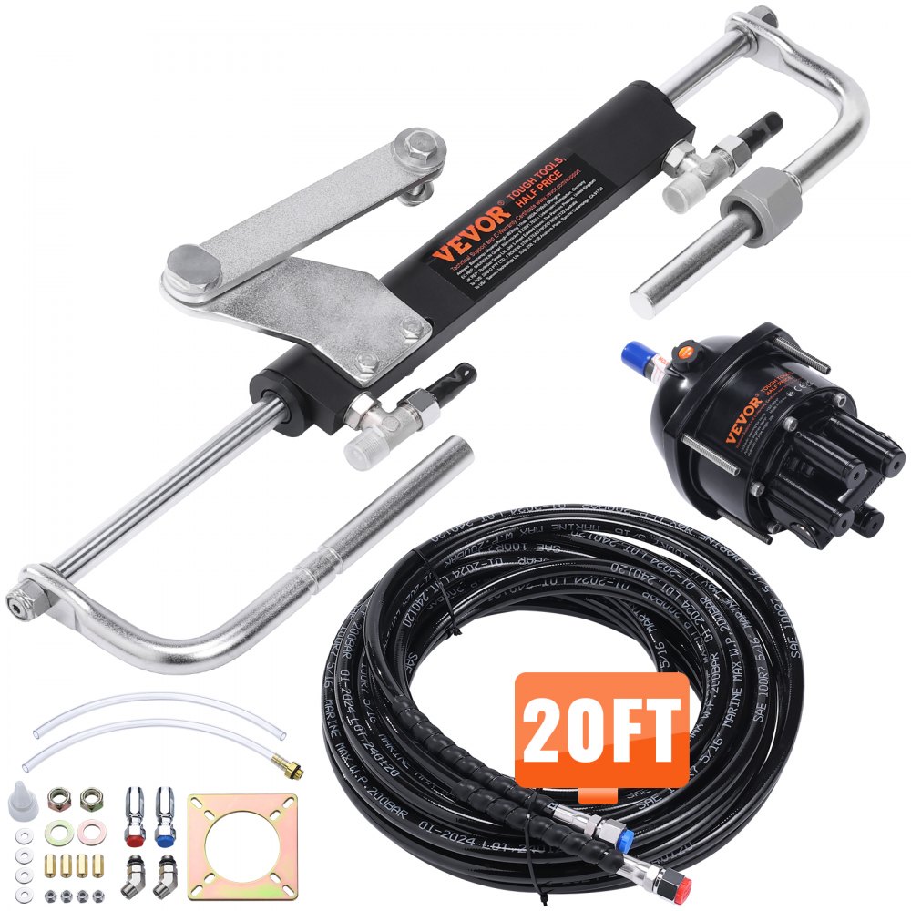 VEVOR Hydraulic Steering Kit 90HP Hydraulic Outboard Steering Kit with Helm Pump Cylinder Marine Steering System Kit - XWYYFXB90HP000001V0