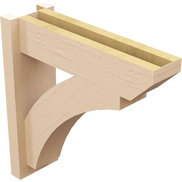 Ekena Millwork 8-in W x 32-in D x 36-in H Thorton Slat Rough Cedar Woodgrain TimberThane Outlooker, Primed Tan - OUTUR080X32X36THR24RCPR
