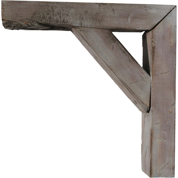 Ekena Millwork 3 1/2"W x 10"D x 12"H Vintage Farmhouse Bracket, Barnwood Decor Collection, Reclaimed Grey - BKTB03X10X12TRGY