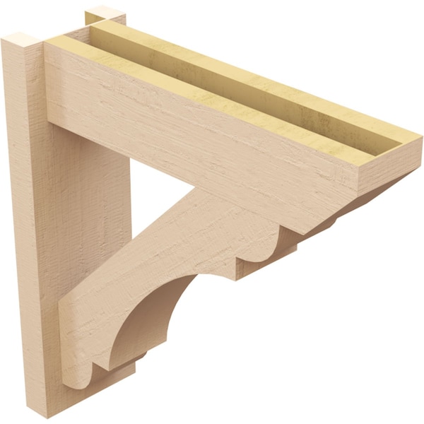 Ekena Millwork 6-in W x 18-in D x 26-in H Olympic Slat Rough Cedar Woodgrain TimberThane Outlooker, Primed Tan - OUTUR060X18X26OLY24RCPR