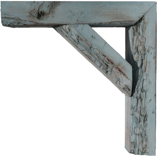 Ekena Millwork 3 1/2"W x 14"D x 18"H Vintage Farmhouse Bracket, Barnwood Decor Collection, Driftwood Blue - BKTB03X14X18TRBU