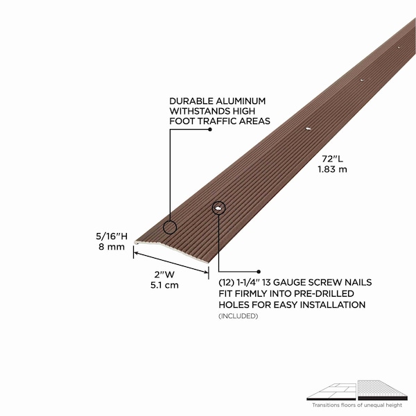 M-D Building Products Aluminum, Forest Brown, 72 in L, 2 in W - 43374