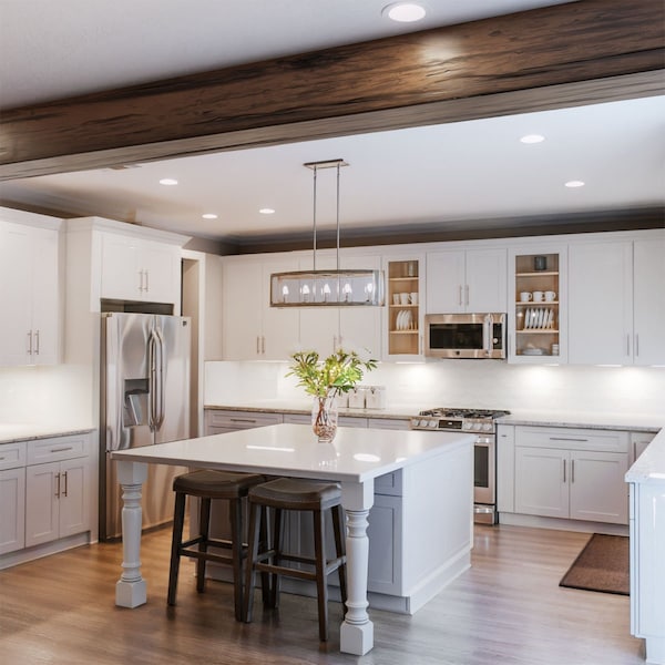 Ekena Millwork 3-Sided (U-beam) Riverwood Endurathane Faux Wood Ceiling Beam, Premium Aged, 12"W x 12"H  x 18'L - BMRW3C0120X120X216ZD