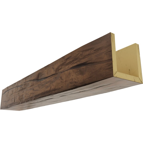 Ekena Millwork 3-Sided (U-beam) Riverwood Endurathane Faux Wood Ceiling Beam, Premium Aged, 12"W x 12"H  x 18'L - BMRW3C0120X120X216ZD