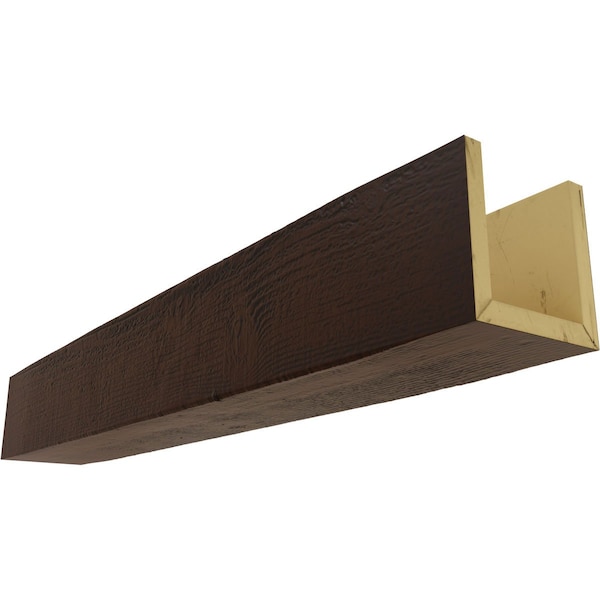 Ekena Millwork 3-Sided (U-beam) Rough Sawn Endurathane Faux Wood Ceiling Beam, Premium Hickory, 4"W x 6"H  x 20'L - BMRS3C0040X060X240ZH