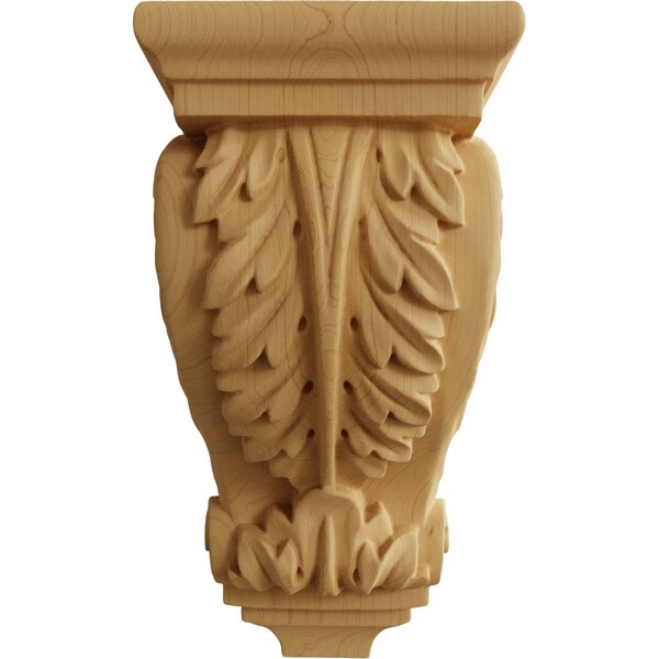 Ekena Millwork 3 1/2"W x 4"D x 7"H Small Acanthus Wood Corbel, Alder - CORW03X04X07ACAL