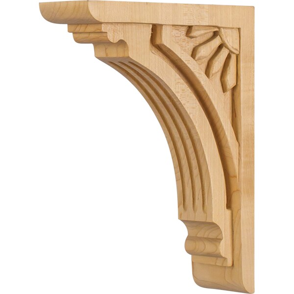 Hardware Resources 2" Wx6"Dx8"H Rubberwood Art Deco Corbel - COR5-2RW