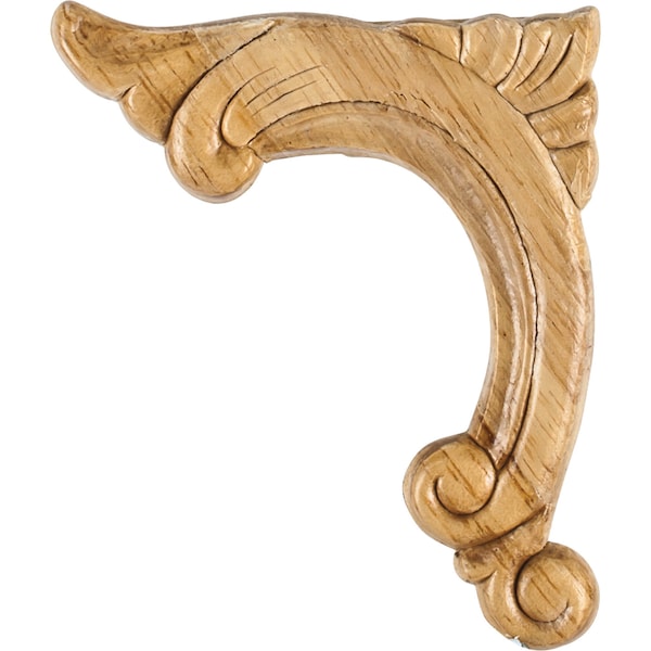 Hardware Resources 3-3/4 Wx5/16Dx4-1/2H Left Pressed Rubberwood Acanthus Corner Applique - PAPL-12-LRW