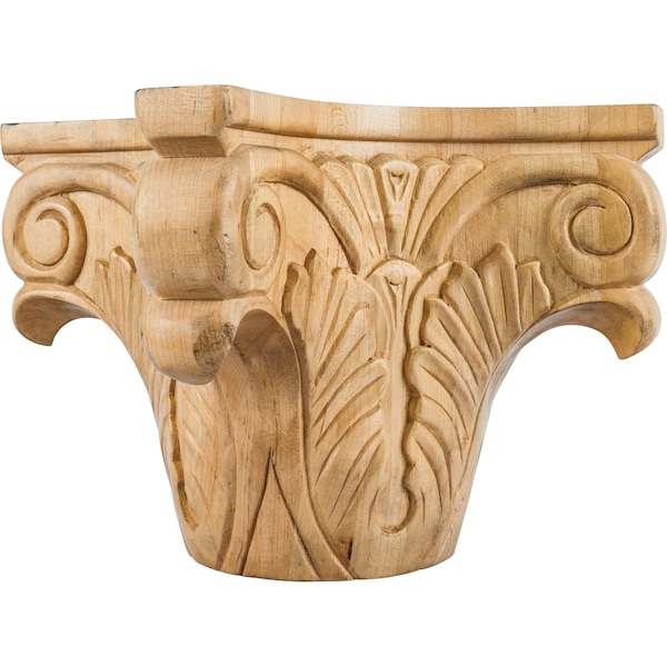 Hardware Resources 9" Wx9"Dx7"H Rubberwood Acanthus Column Capital - FC1-RW