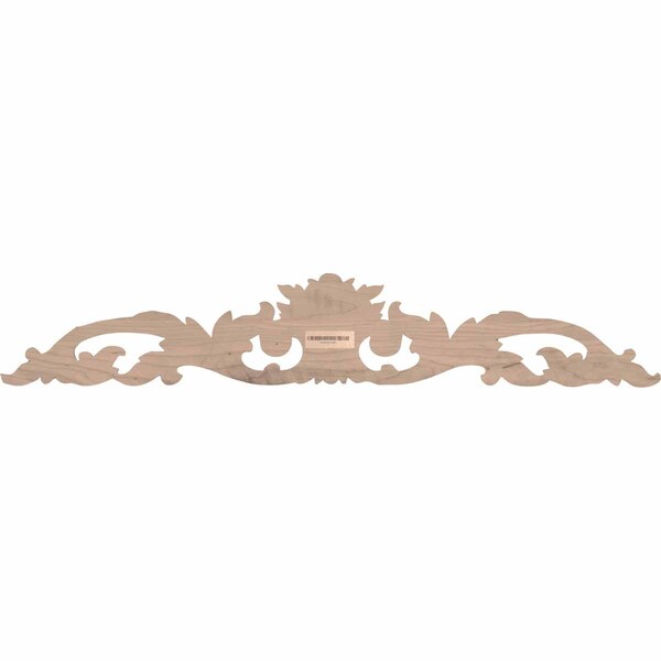 Ekena Millwork 36 1/2"W x 6 1/4"H x 1"D Large Green Leaf Center with Scrolls, Rubberwood - ONL36X06X01LFRW