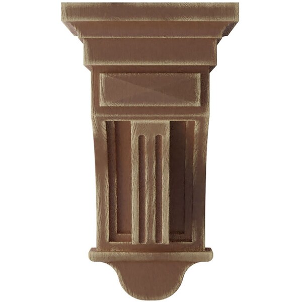 Ekena Millwork 5 1/2"W x 5 1/2"D x 10"H Raised Fluting Wood Vintage Decor Corbel, Weathered Brown - CORWD05X05X10RABR