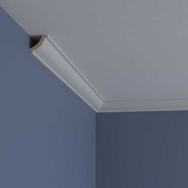 Ekena Millwork 1 1/2"H x 1 1/2"P x 2 1/8"F x 94 1/2"L Ashford Smooth Mini Crown Moulding - MLD01X01X02AS