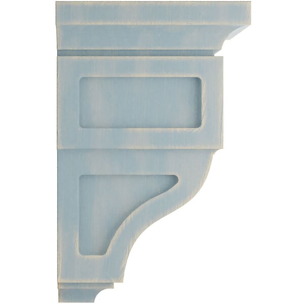 Ekena Millwork 3 1/2"W x 3 3/4"D x 6"H Mini Reyes Wood Vintage Decor Corbel, Driftwood Blue - CORWD03X03X06RYBU