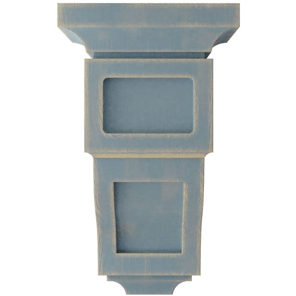 Ekena Millwork 3 1/2"W x 3 3/4"D x 6"H Mini Reyes Wood Vintage Decor Corbel, Driftwood Blue - CORWD03X03X06RYBU