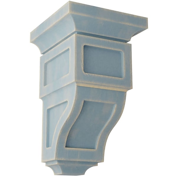 Ekena Millwork 3 1/2"W x 3 3/4"D x 6"H Mini Reyes Wood Vintage Decor Corbel, Driftwood Blue - CORWD03X03X06RYBU
