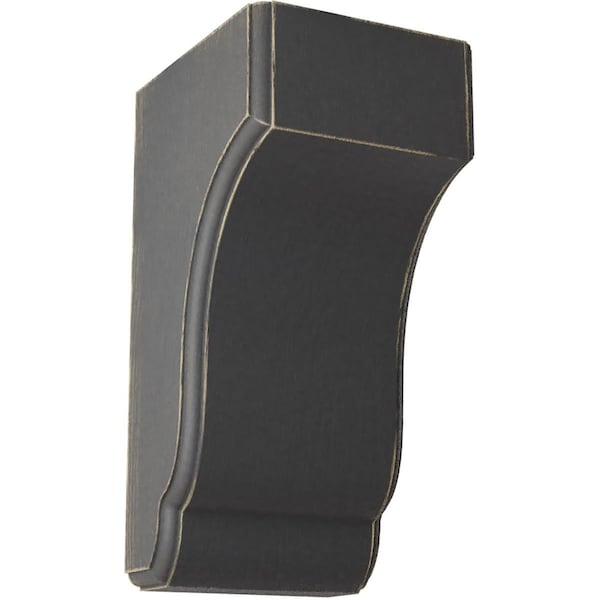 Ekena Millwork 4 3/4"W x 5 1/2"D x 10"H Capistrano Mission Wood Vintage Decor Corbel, Black - CORWD04X05X10CPBL