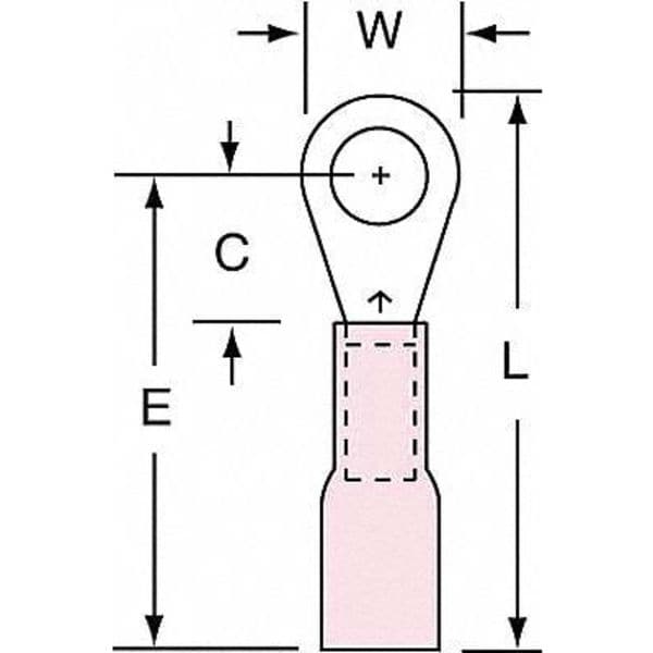Terminal de anillo termocontraíble 22-18 AWG #10 Stud PK250 - MH18-10R/LK