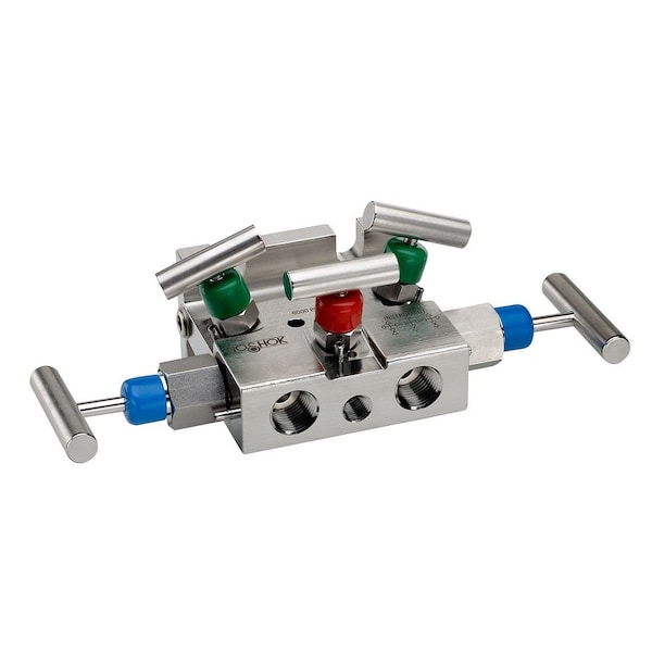 Noshok 5 Valve Manifold, Soft Seat, Flange x 1/4 NPT Female, Steel, 0.187" Orifice - 5132-MFC