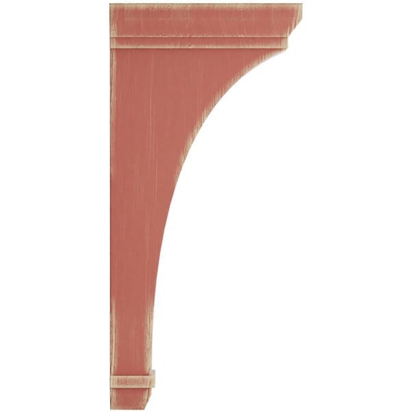 Ekena Millwork 2 1/4"W x 7"D x 14"H Stockport Wood Vintage Decor Bracket, Salvage Red - BKTWD02X07X14STRD