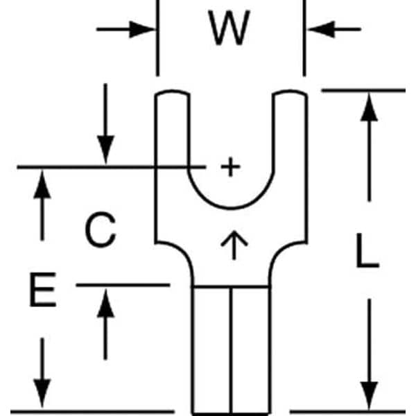 Terminal de horquilla de bloque no aislado de calibre 12-10 AWG para tornillo #8, paquete de 500 unidades - MU10-8FBK