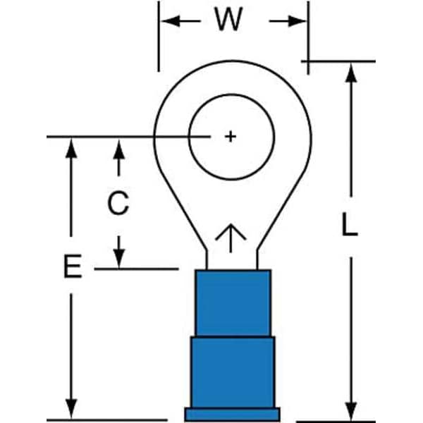 Terminal de Anillo de Vinilo de 16-14 AWG 1/4" Stud Paquete de 1000 - MV14-14R/SK