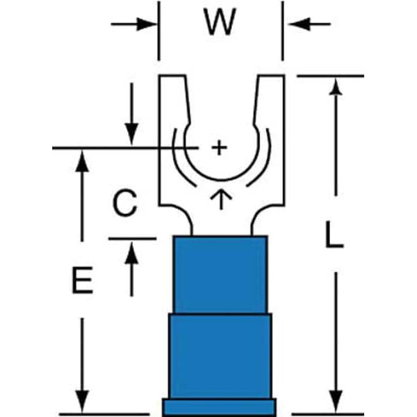 Terminal de horquilla de vinilo con bloqueo de 16-14 AWG para perno #10 - Paquete de 1000