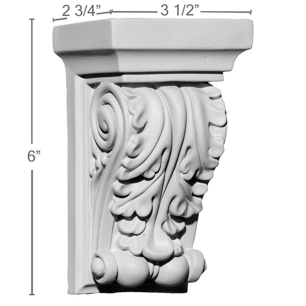 Ekena Millwork 3 1/2"W x 2 3/4"D x 6"H Apollo Leaf Corbel - COR03X02X06AP
