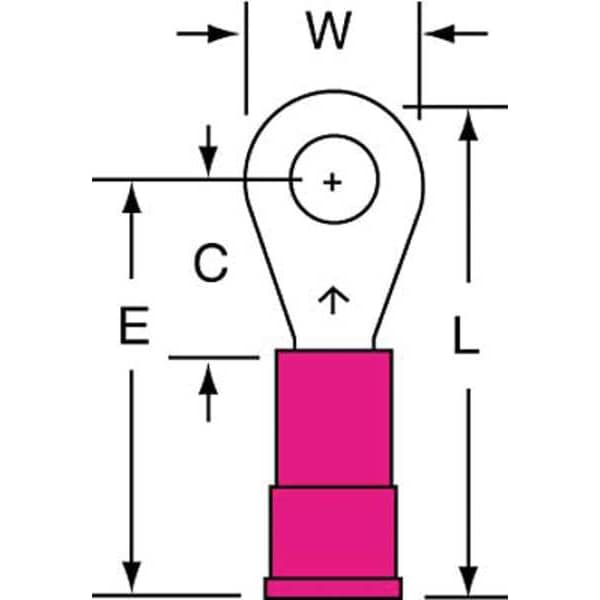 Terminal de anillo de vinilo de 22-18 AWG para perno #8, paquete con 1000 unidades - MV18-8R/LK