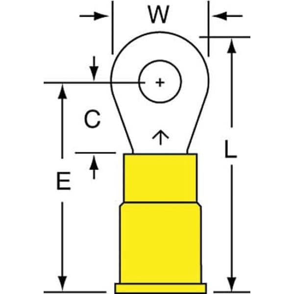 Terminal de anillo de vinilo de 12-10 AWG #8 Tornillo PK500 - MV10-8RK