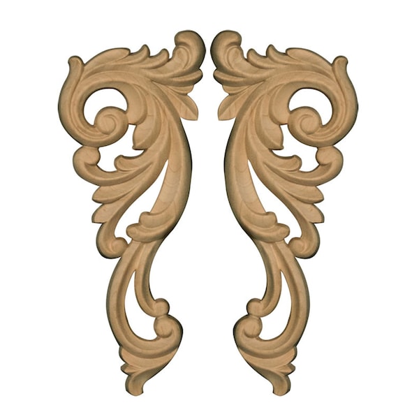 Osborne Wood Products 7 3/4 x 3 1/2 x 1/4 Decorative Corner Carvings (Pair) in Rubberwood PR - 891560RW