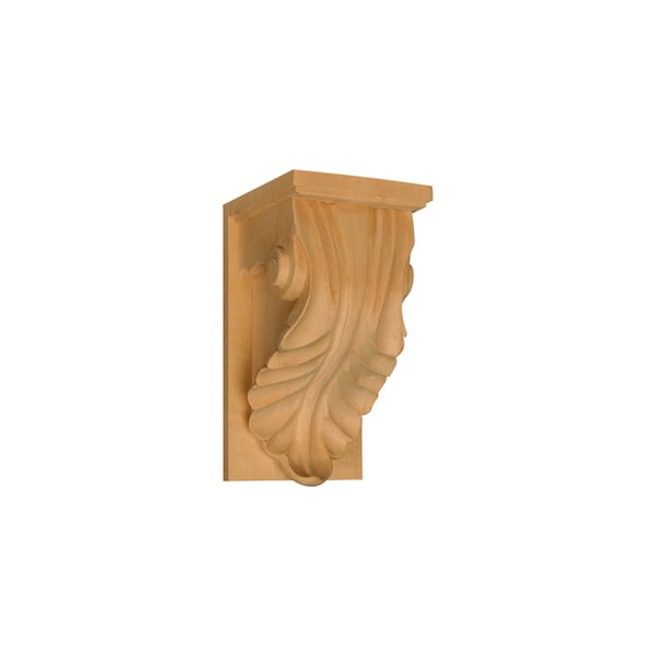 Osborne Wood Products 9 x 4 3/4 x 5 3/8 Simple Leaf Corbel in Rubberwood (paintgr - 891826RW