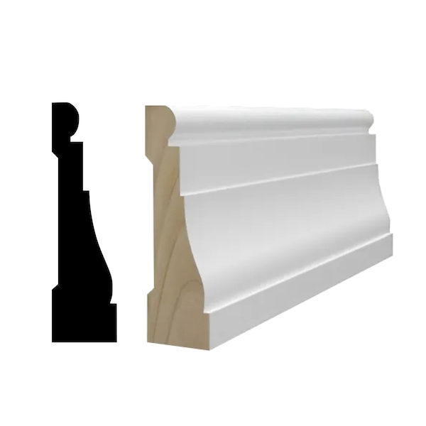 Reso Radiata pine, White, 85 in L, 0.68 in H, 2.25 in W, Primed - RMC-376-85-3