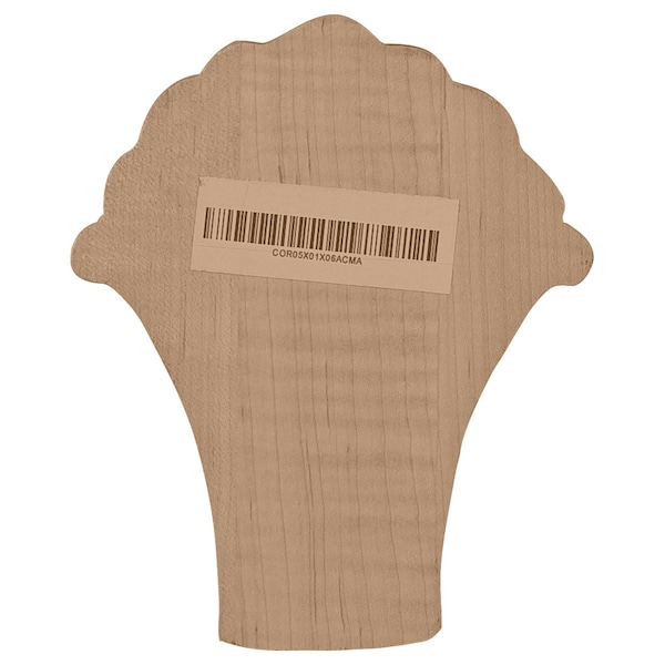 Ekena Millwork 5 1/4"W x 2"D x 6 1/2"H Medium Acanthus in Shell Corbel, Rubberwood - COR05X01X06SHRW