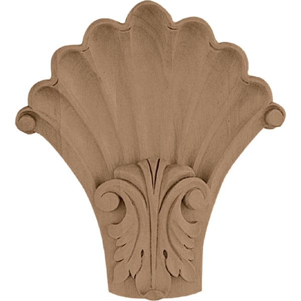 Ekena Millwork 5 1/4"W x 2"D x 6 1/2"H Medium Acanthus in Shell Corbel, Rubberwood - COR05X01X06SHRW