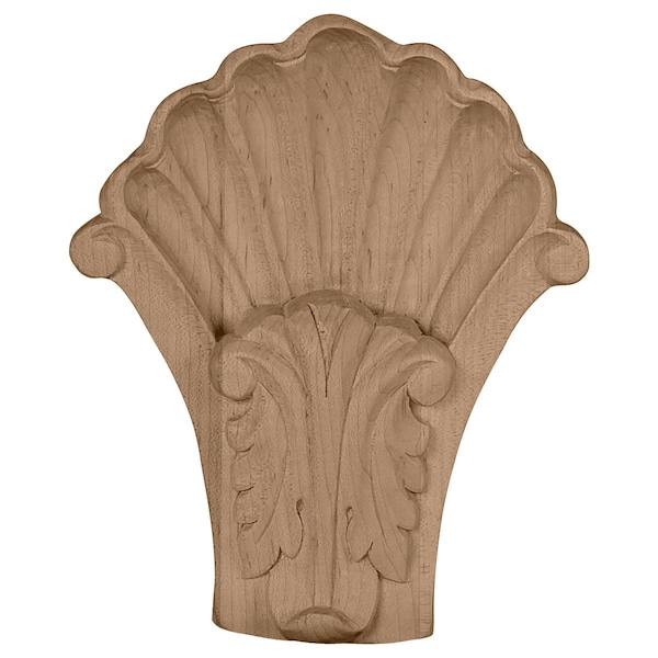 Ekena Millwork 5 1/4"W x 2"D x 6 1/2"H Medium Acanthus in Shell Corbel, Rubberwood - COR05X01X06SHRW