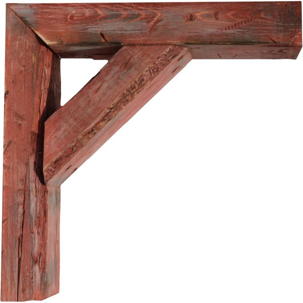 Ekena Millwork 3 1/2"W x 16"D x 18"H Vintage Farmhouse Bracket, Barnwood Decor Collection, Salvaged Red - BKTB03X16X18TRRD