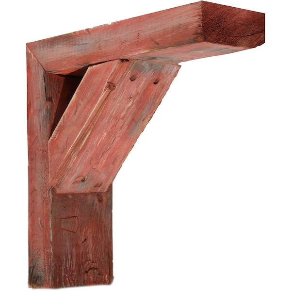 Ekena Millwork 3 1/2"W x 16"D x 18"H Vintage Farmhouse Bracket, Barnwood Decor Collection, Salvaged Red - BKTB03X16X18TRRD