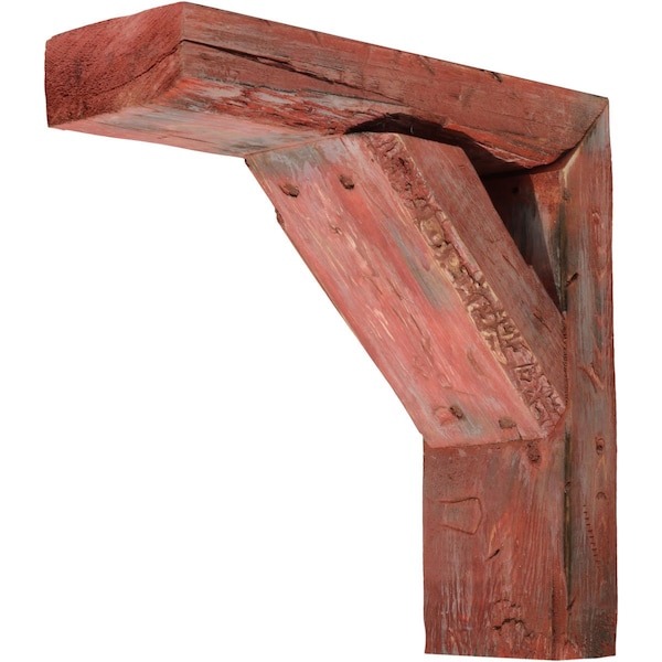Ekena Millwork 3 1/2"W x 16"D x 18"H Vintage Farmhouse Bracket, Barnwood Decor Collection, Salvaged Red - BKTB03X16X18TRRD